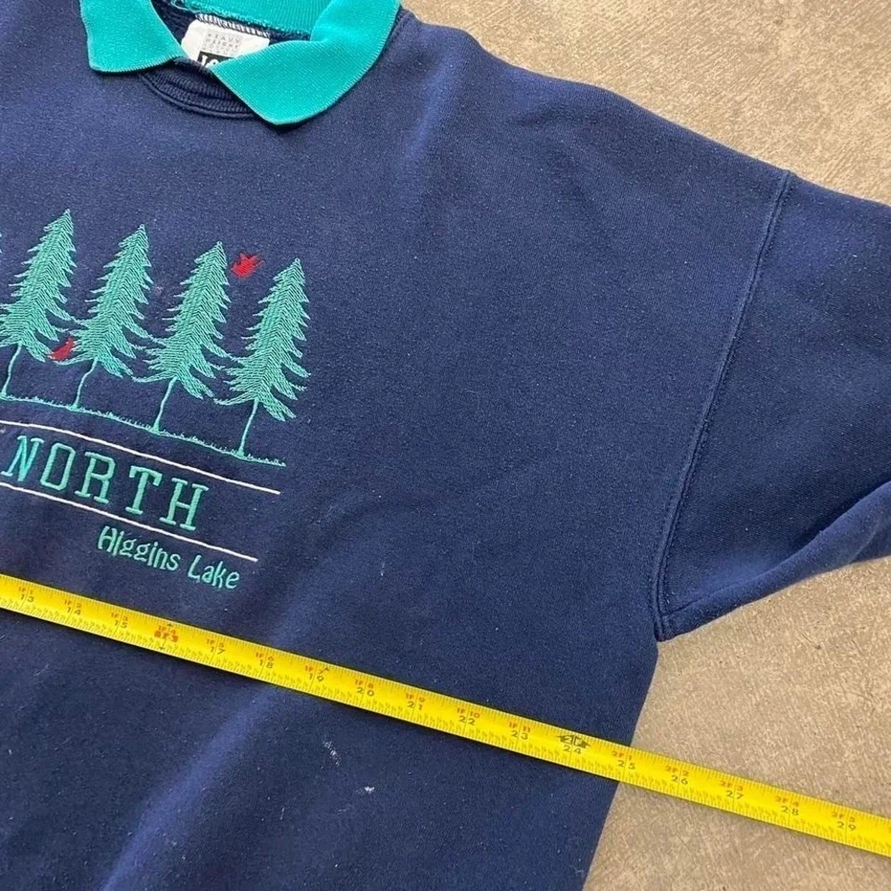 Vintage 90s Up North Nature Destination Lee Collared Crewneck Sweatshirt XXL